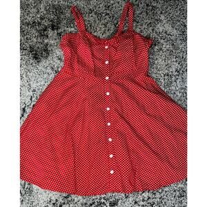 City Chic XL Retro Red White Polka Dot Swing Dress ❤️⚪️